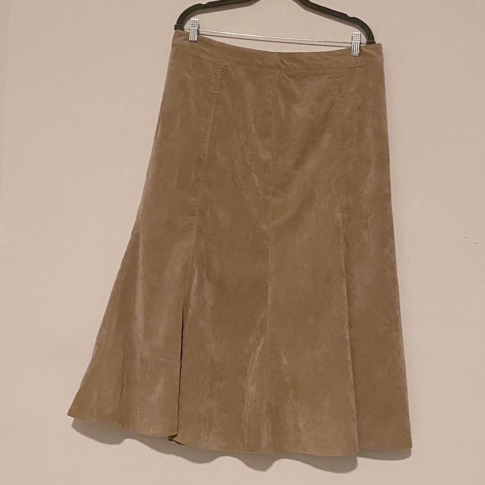 😍2/$20 Renuar Collection Montreal 🇨🇦 Sz 12 Tan Mermaid Corduroy Maxi Skirt
